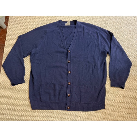 L.L. Bean Other - LL Bean Mens XXL Tall Navy 100% Lambswool Button Cardigan Sweater old money VTG